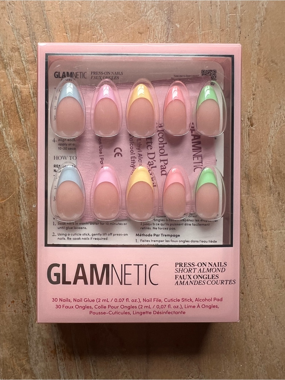GLAMNETIC Short Almond Press-On Nails - Pastel French Tips